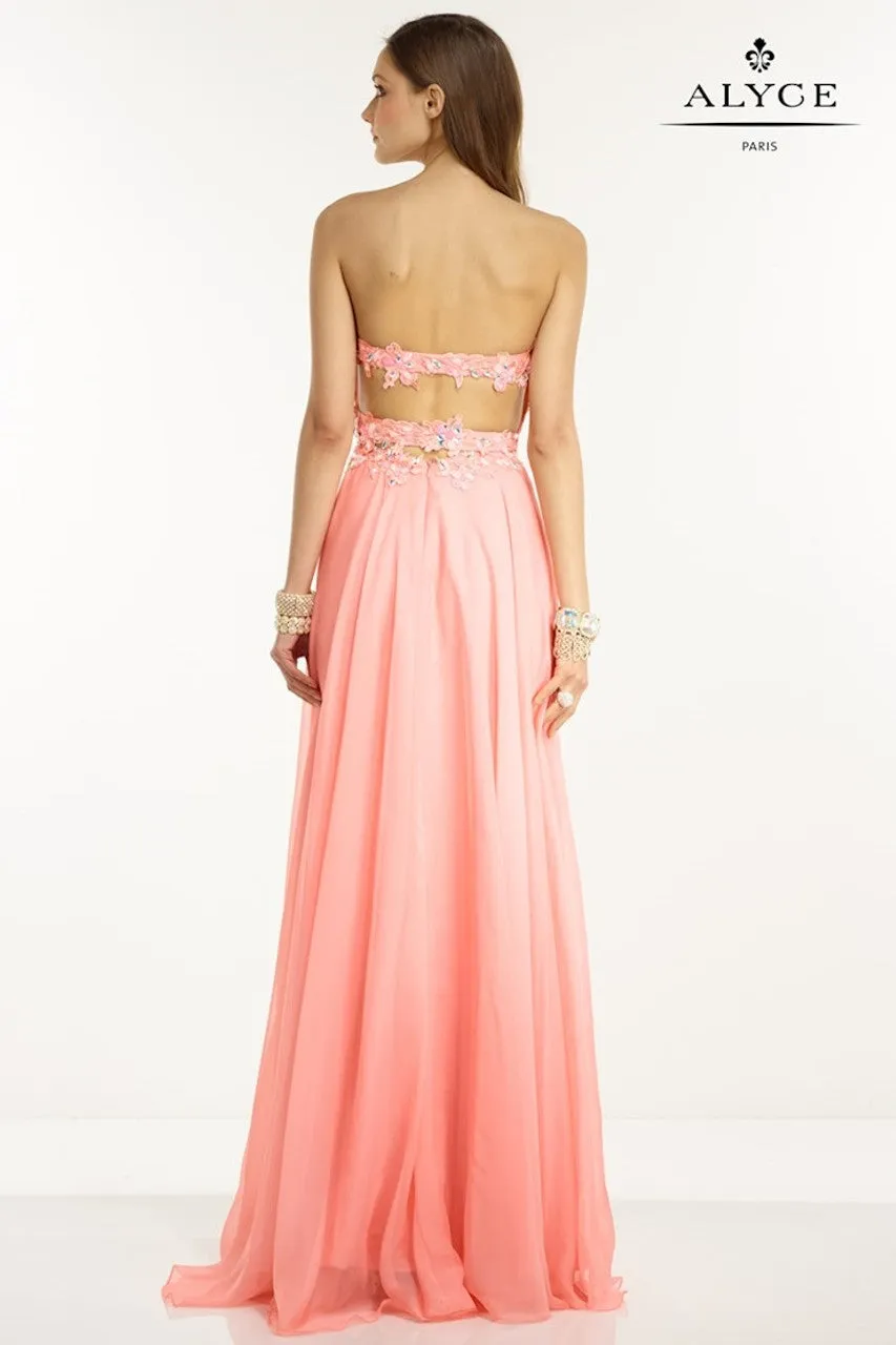 Alyce Paris 1106 Pink Coral A-Line Chiffon Dress