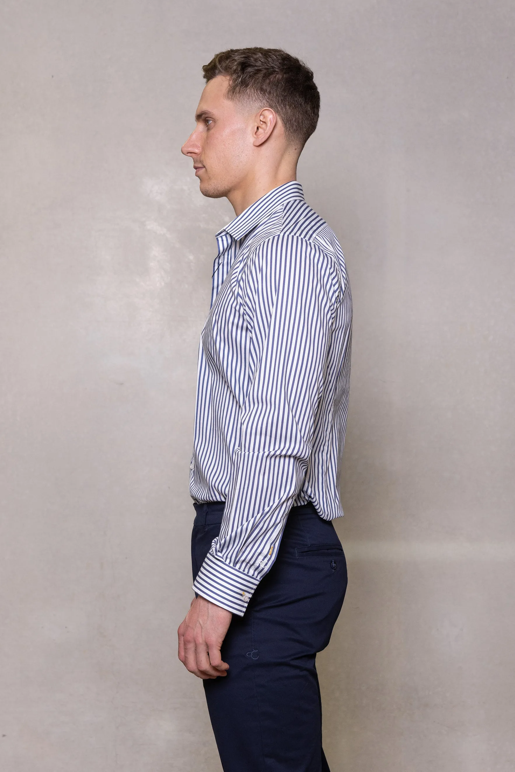 Blake Stripe Shirt: French Navy
