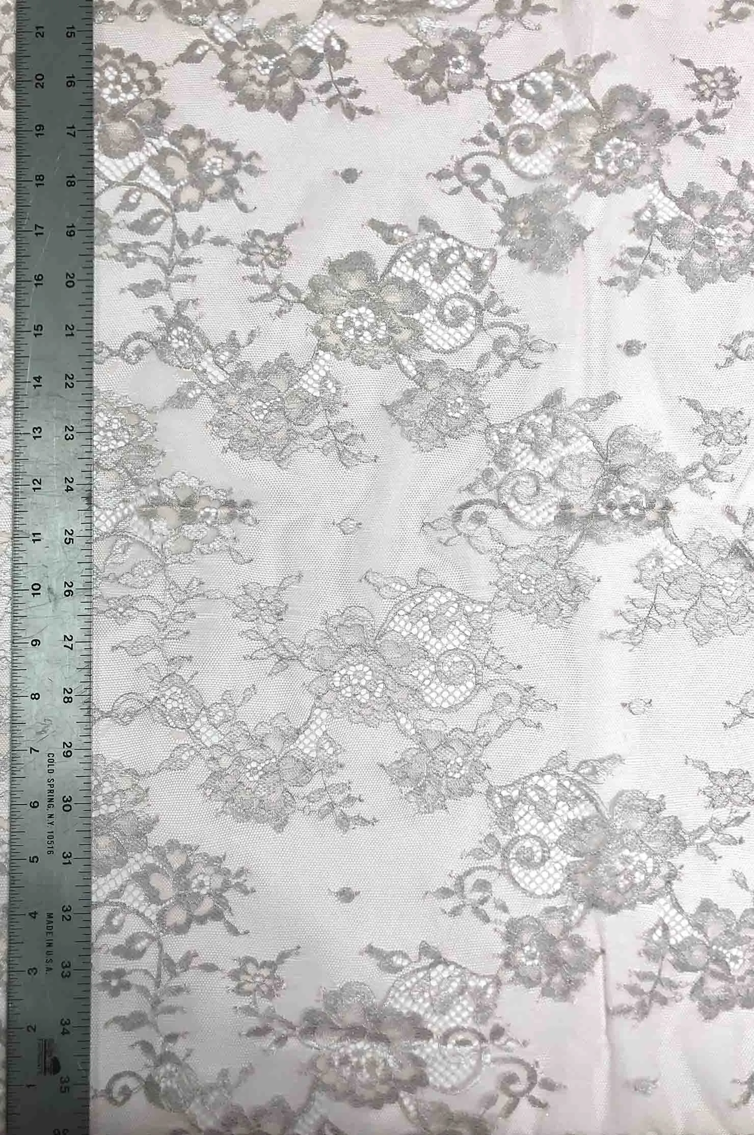 Blossom Pink/Metallic Silver French Plain Lace FLP-001/17 Fabric