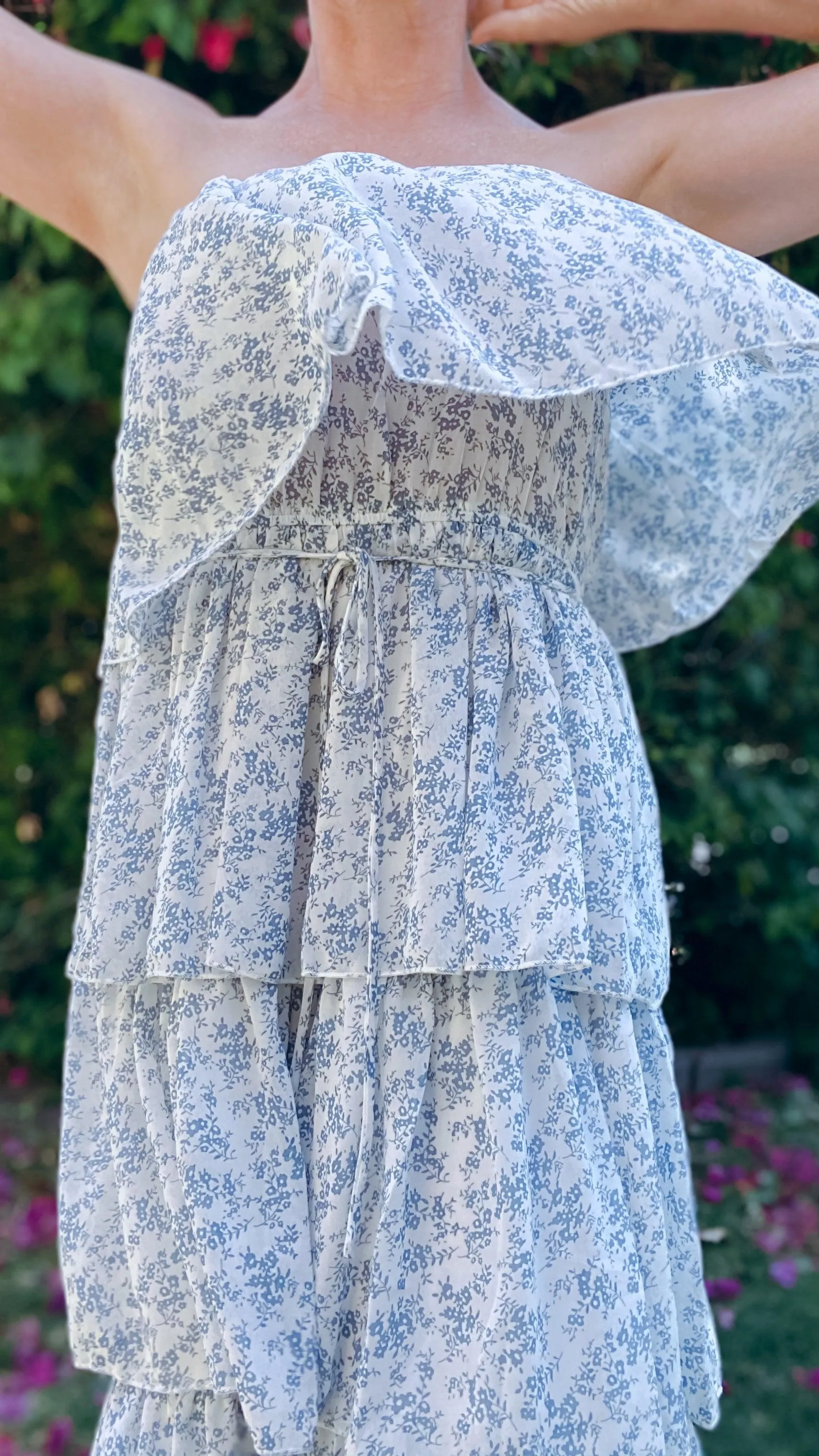 Bree Chiffon Floral Tube Tiered Ruffle Maxi Dress