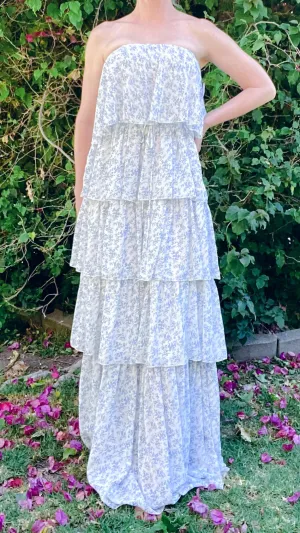 Bree Chiffon Floral Tube Tiered Ruffle Maxi Dress