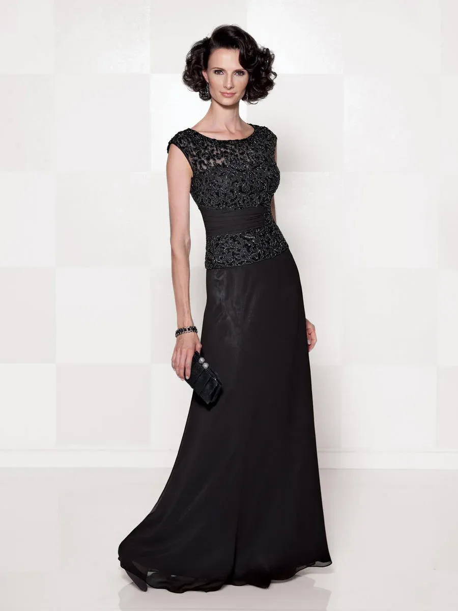 Cameron Blake 114657 Royal Blue Mock Two Piece Evening Dress