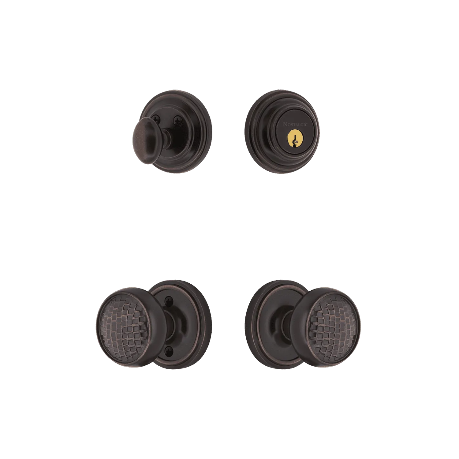 Classic Rosette Entry Set with Craftsman Knob in Timeless Bronze