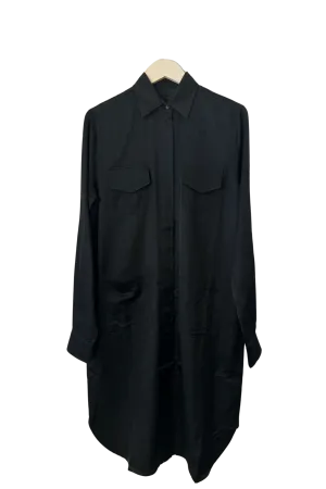 Coal Silk Shirt Dress