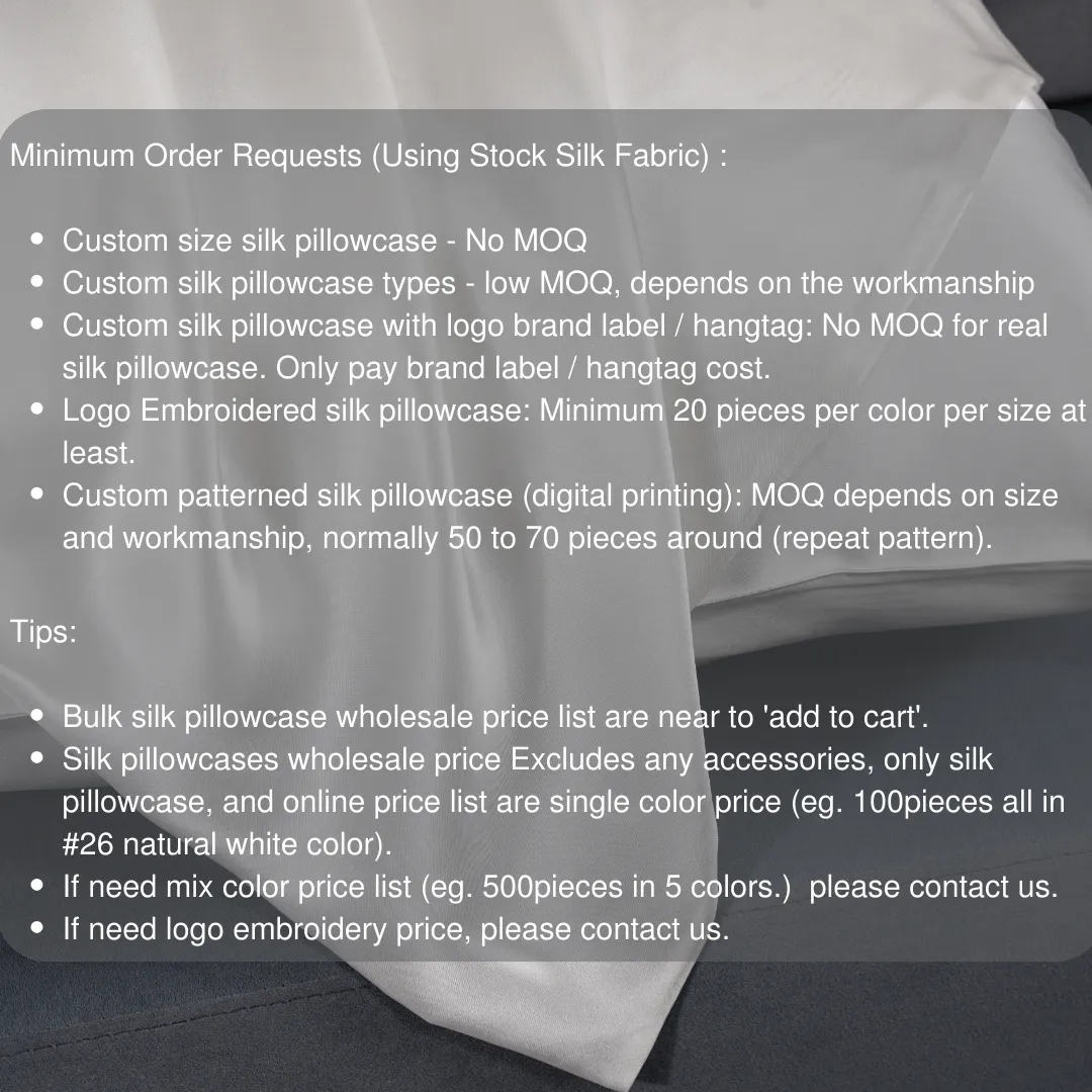 Custom Wholesale Silk Pillowcase 19 Momme Envelope Closure - 60×70cm
