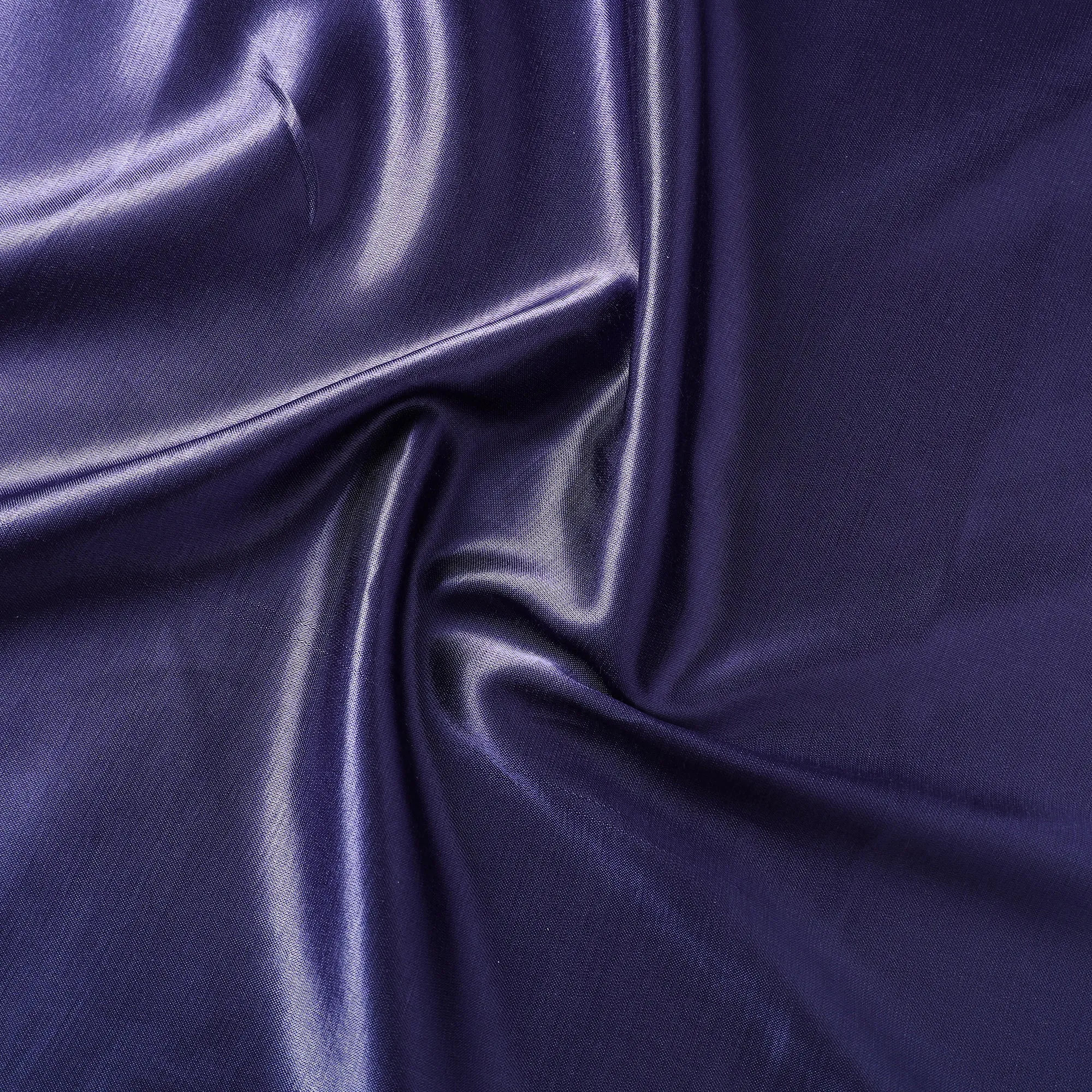 Dark Purple - Mashru Silk Plain Dyed Fabric (Width - 46 in)
