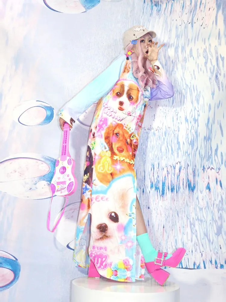 Dog print long dress【s0000001478】