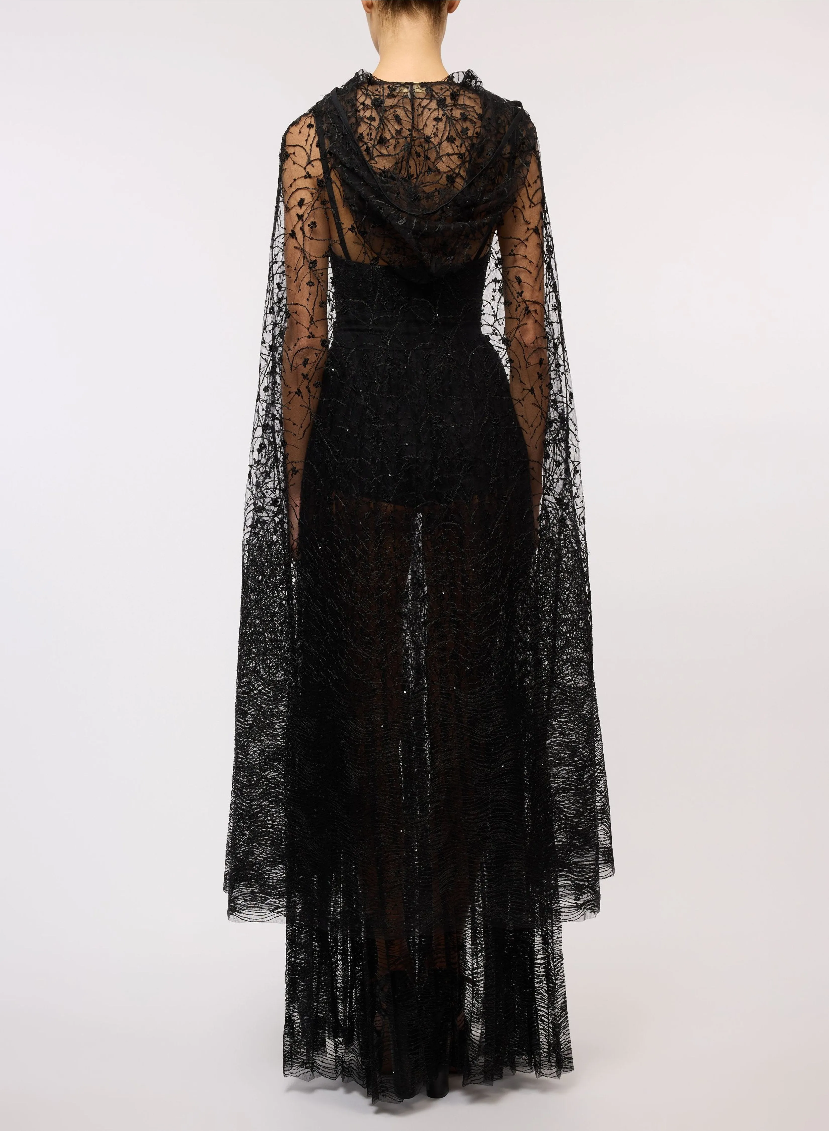 Embroidered Tulle Long Dress