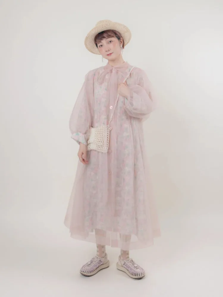 Floral doll style long dress【s0000006892】