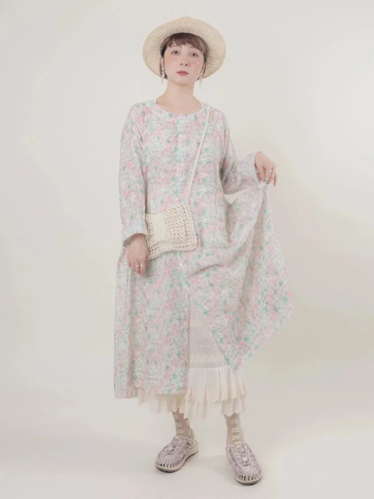 Floral doll style long dress【s0000006892】