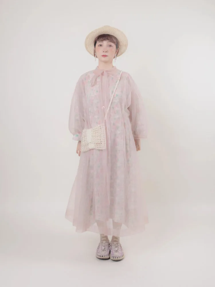 Floral doll style long dress【s0000006892】