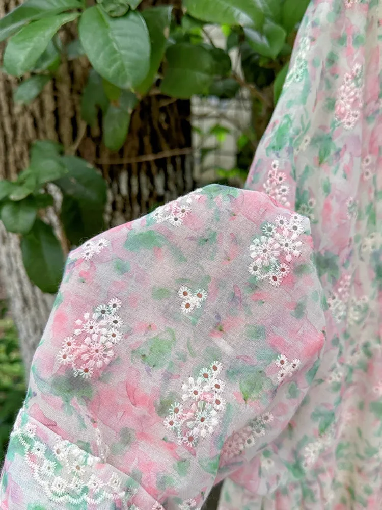 Floral doll style long dress【s0000006892】