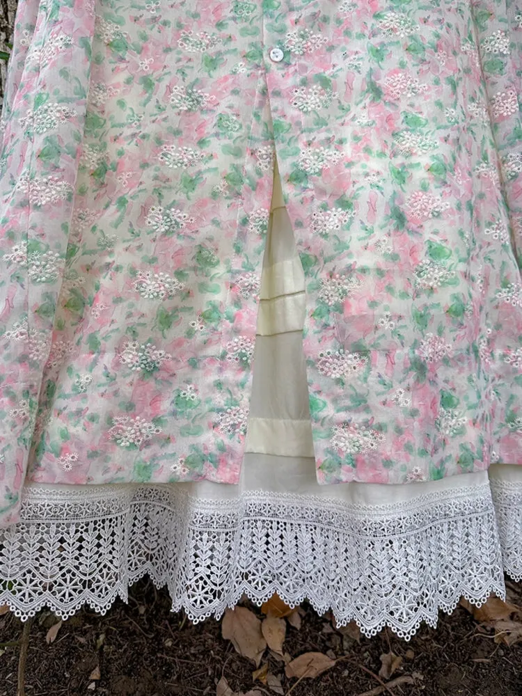Floral doll style long dress【s0000006892】
