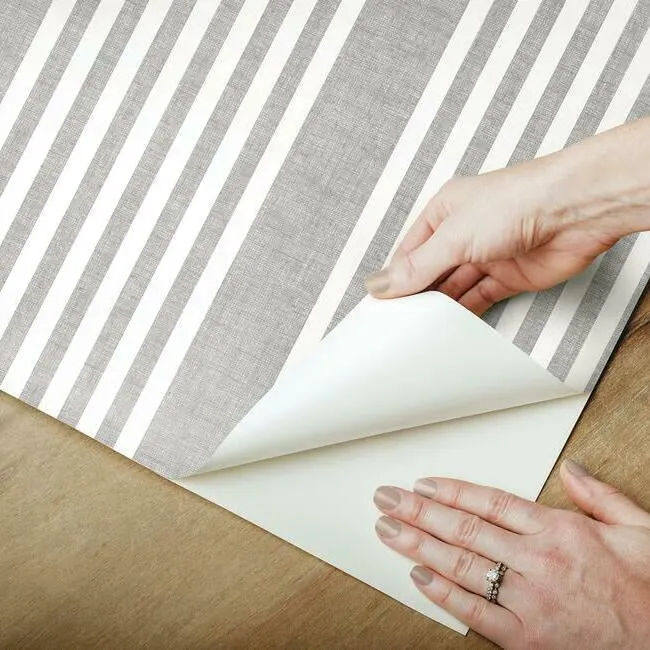 French Linen Stripe Premium Peel   Stick Wallpaper