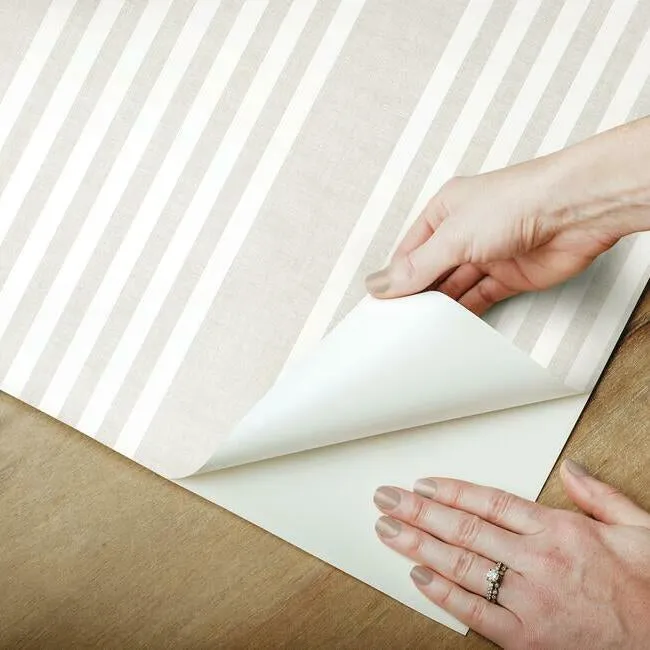 French Linen Stripe Premium Peel   Stick Wallpaper