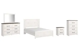 Gerridan Queen Panel Bed with Mirrored Dresser, Chest and Nightstand