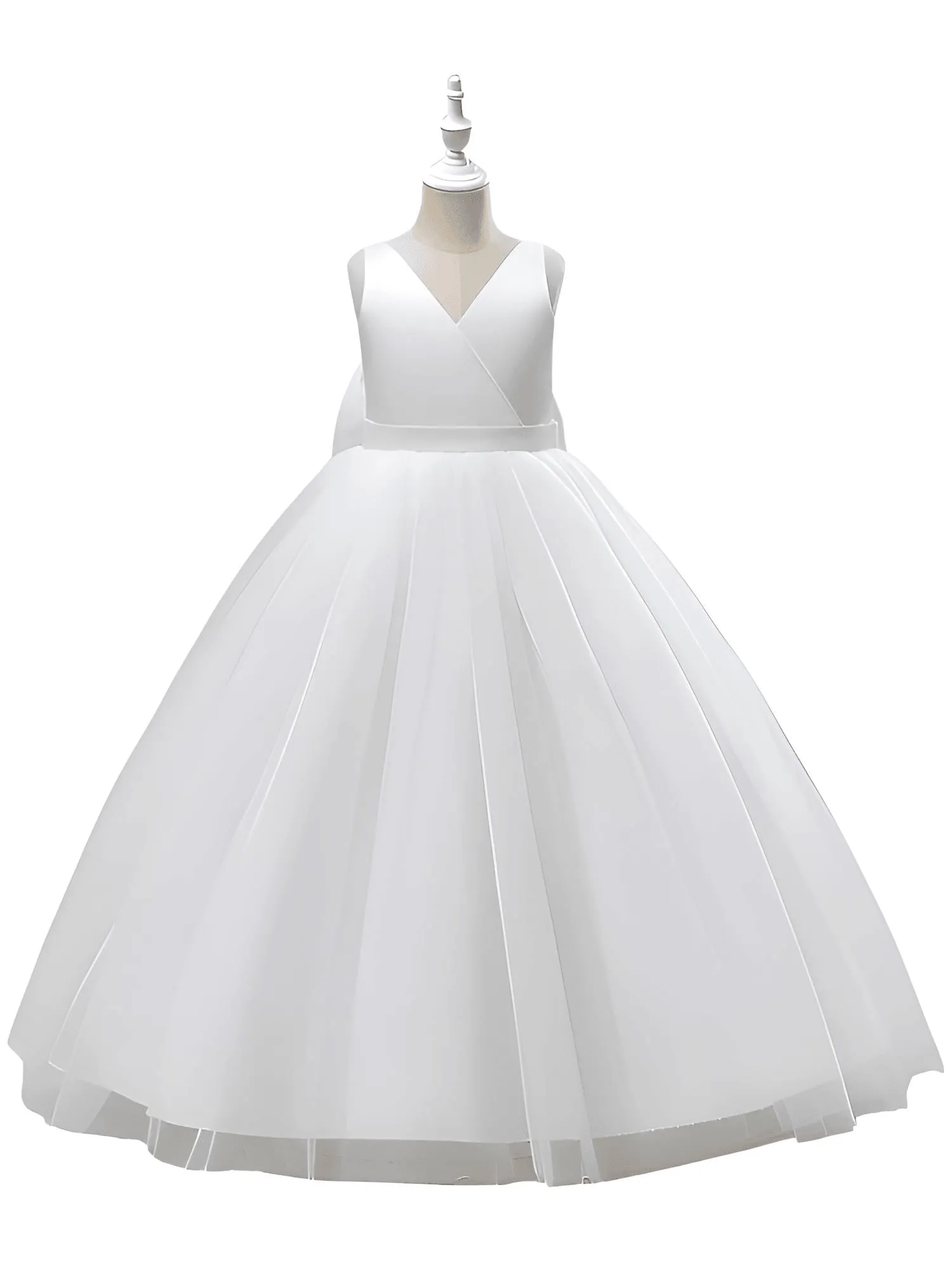 Girl's Long White Dresses For Weddings, Formal Evenings, Birthday Parties or Kid's First Communion