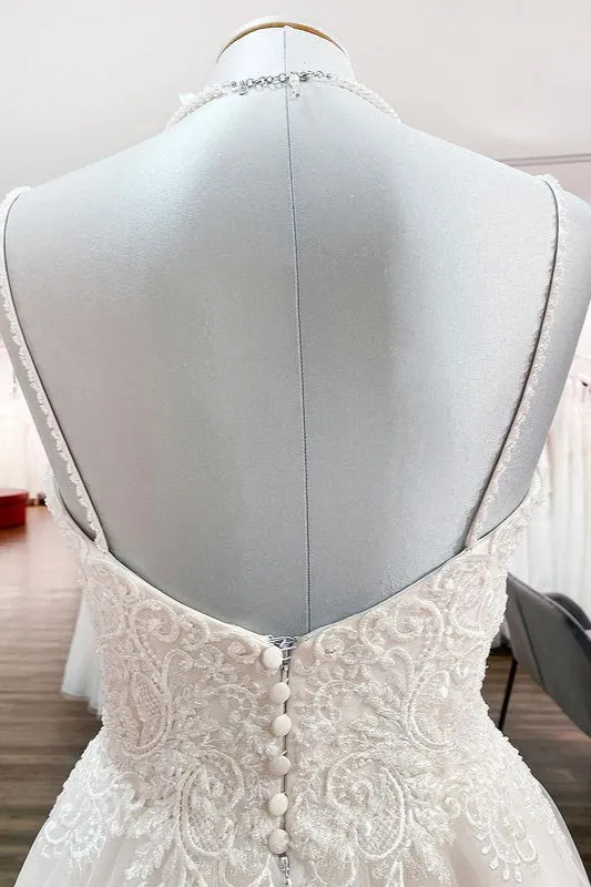 Gorgeous Long A-line Sweetheart Spaghetti Straps Tulle Lace Wedding Dresses