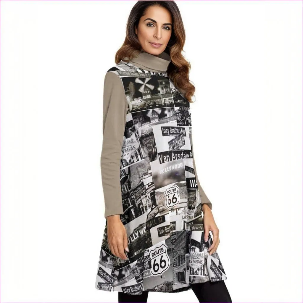 Greyed Streets Womens High Neck Dress With Long Sleeve
