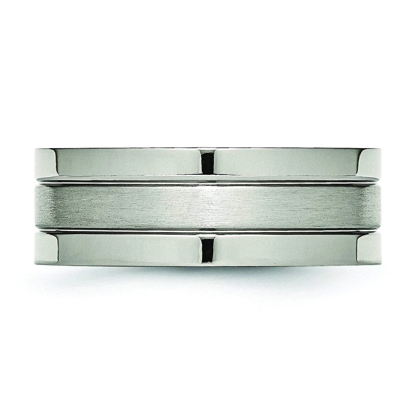 Grooved Mens Titanium Wedding Band 8mm