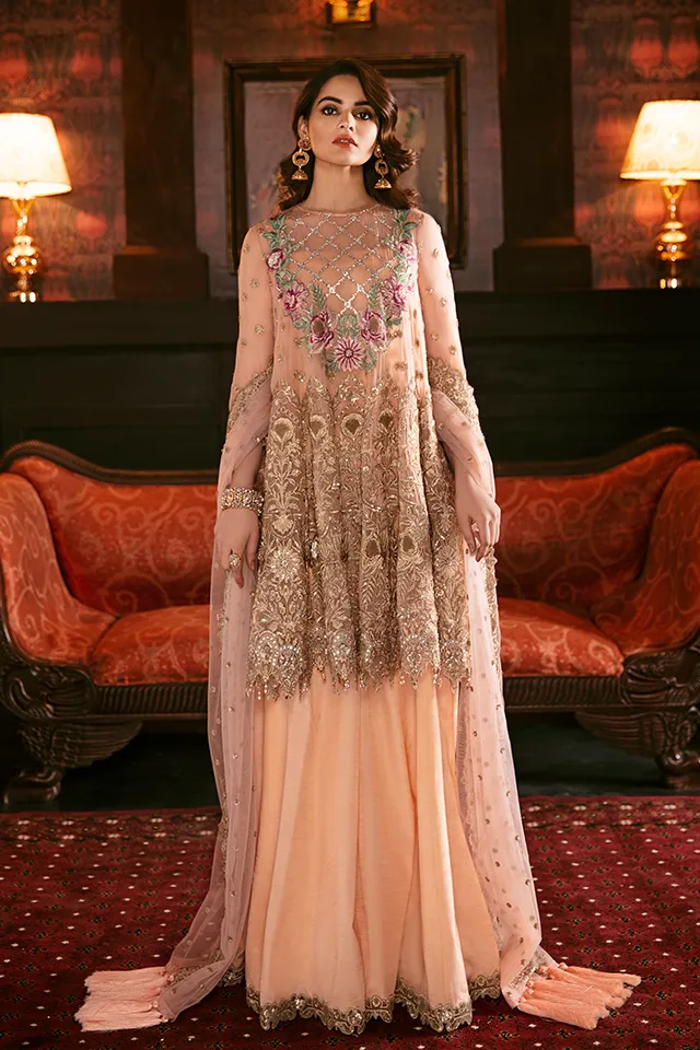 Imrozia Solas De Lune Luxury Chiffon Collection – I-107 Pêche Floraison