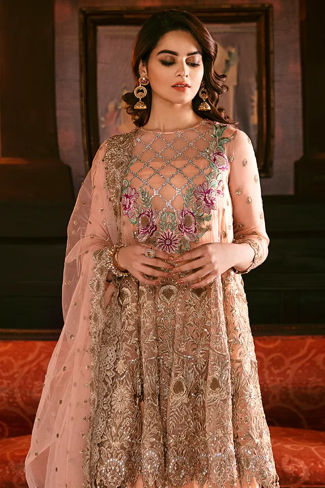 Imrozia Solas De Lune Luxury Chiffon Collection – I-107 Pêche Floraison