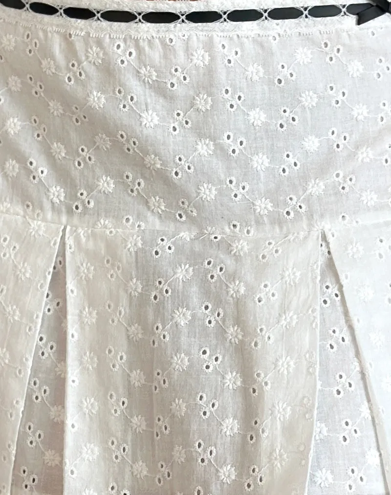 Istana White Broderie Skirt - Elegant and Chic Design
