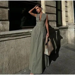 Jamie Holiday Statement Zipper Up Maxi Dress