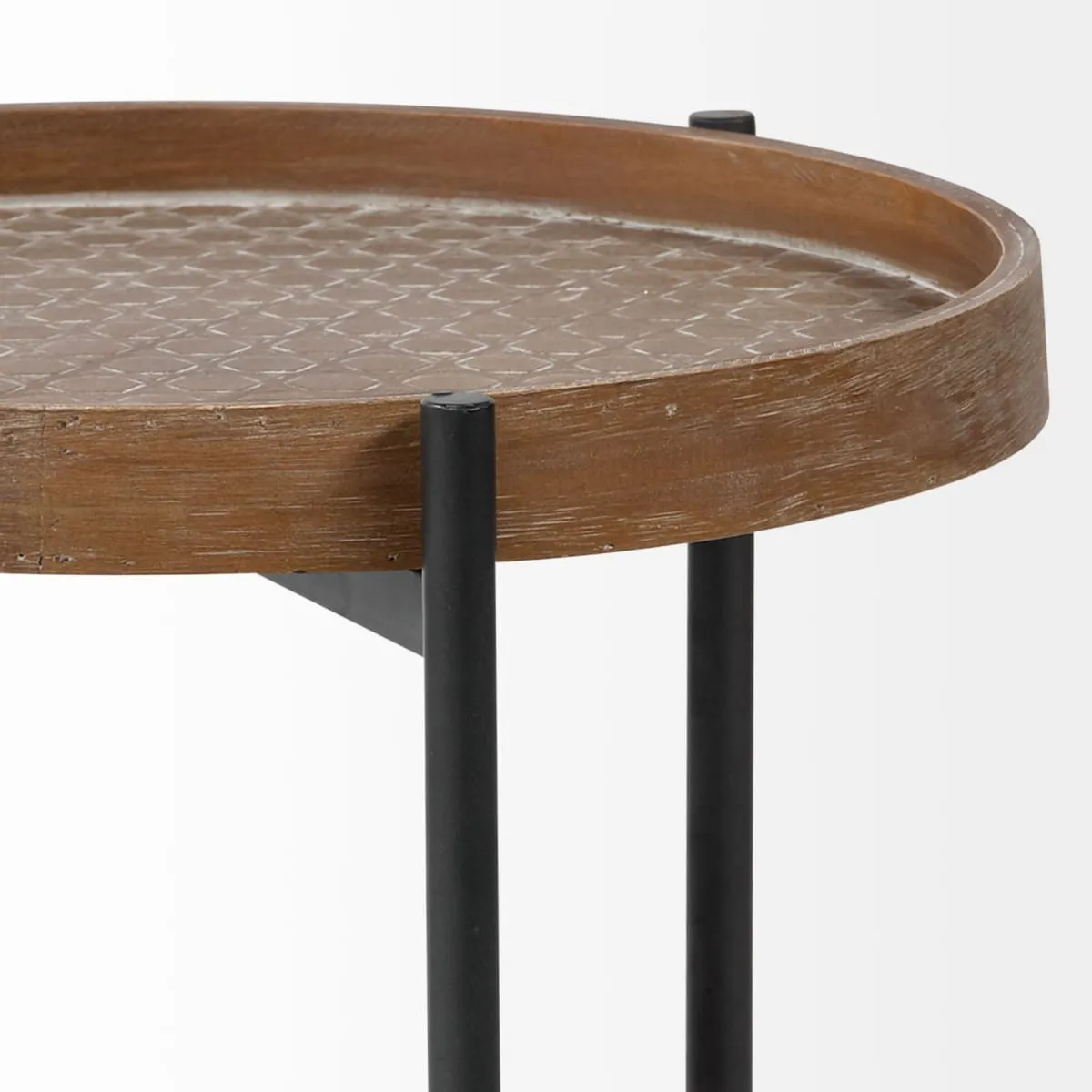 Kade End Side Table Brown Wood | Gray Metal