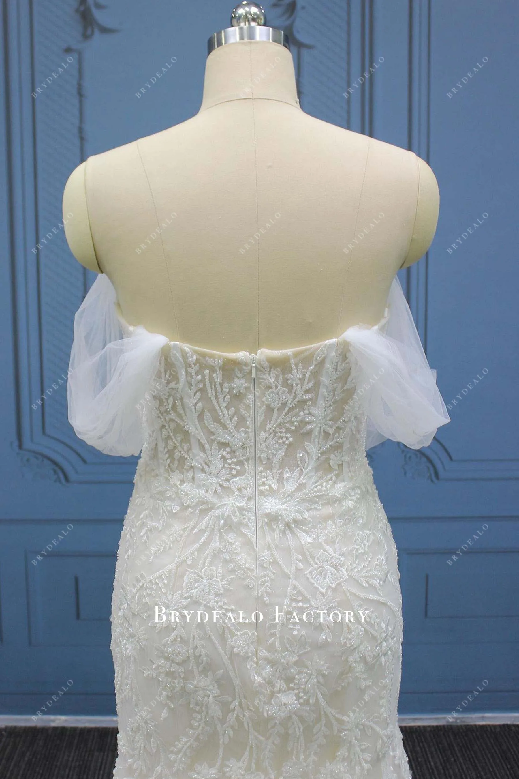Lace Appliques Off Shoulder Mermaid Wedding Dress