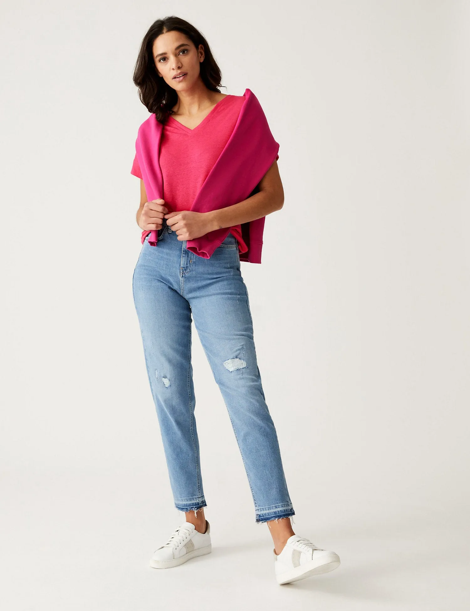 Linen Rich V-Neck T-Shirt