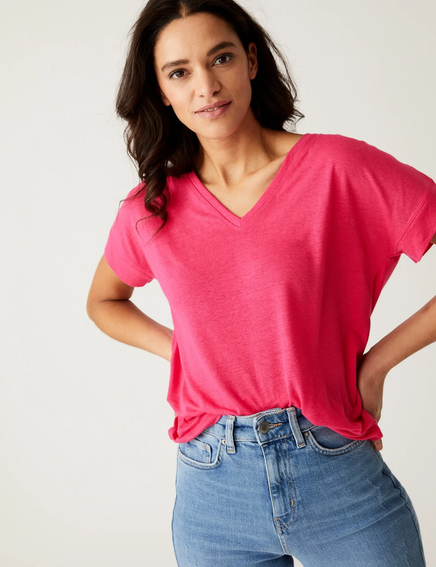 Linen Rich V-Neck T-Shirt