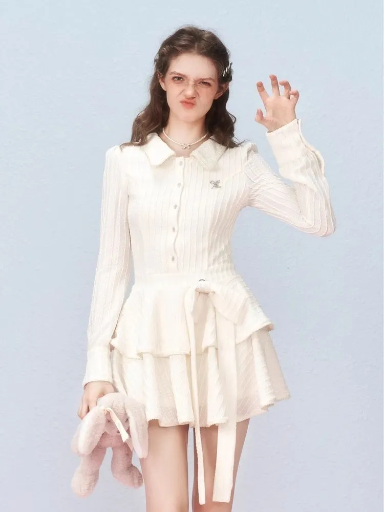 Long Sleeve Bow Cake Dress【s0000006305】