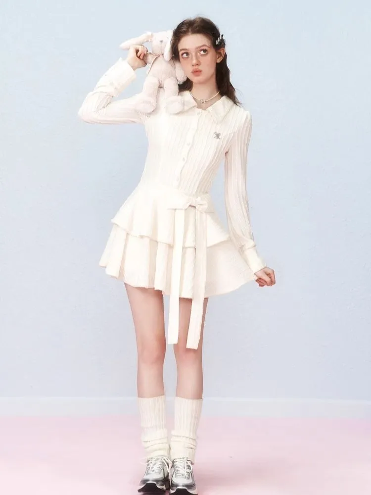 Long Sleeve Bow Cake Dress【s0000006305】