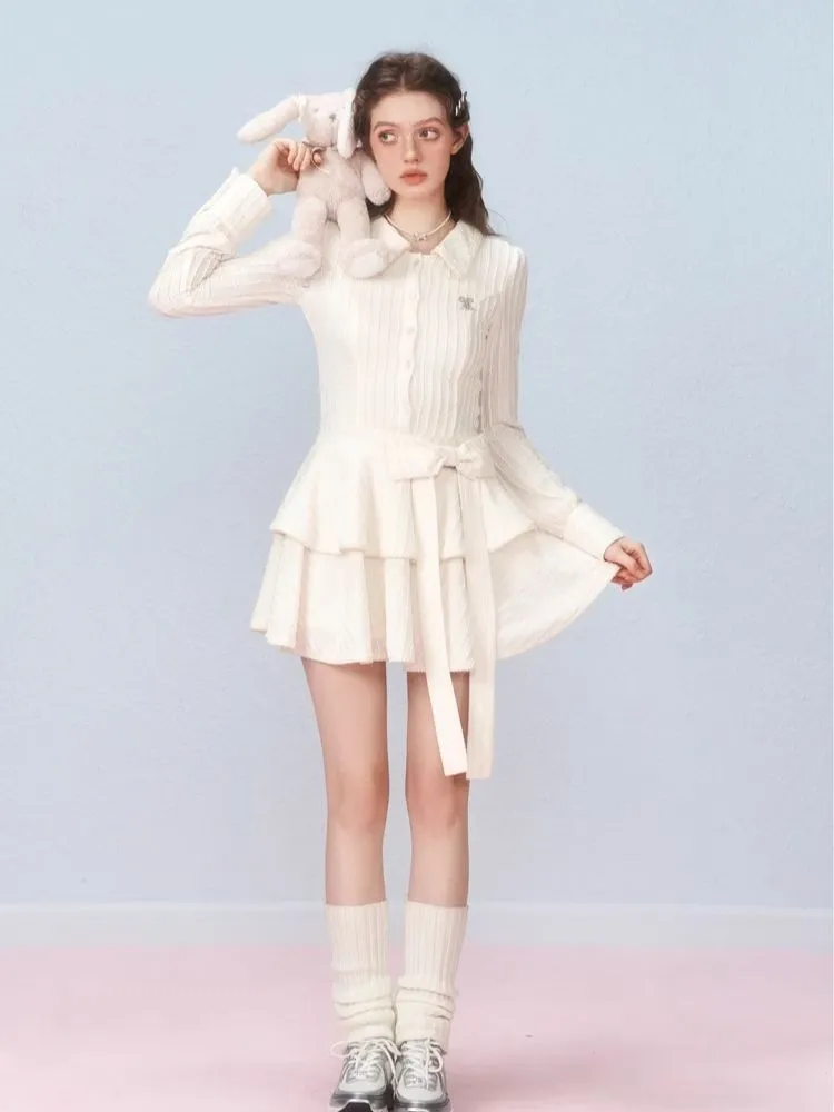 Long Sleeve Bow Cake Dress【s0000006305】