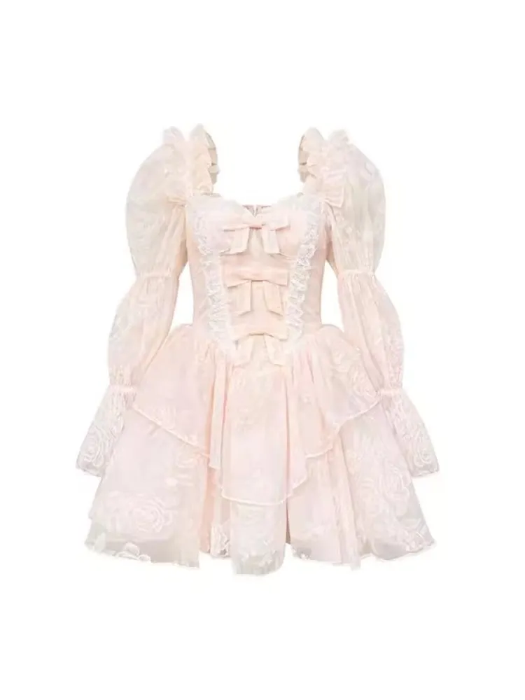 Long Sleeve Bubble Sleeve Dress【s0000008362】