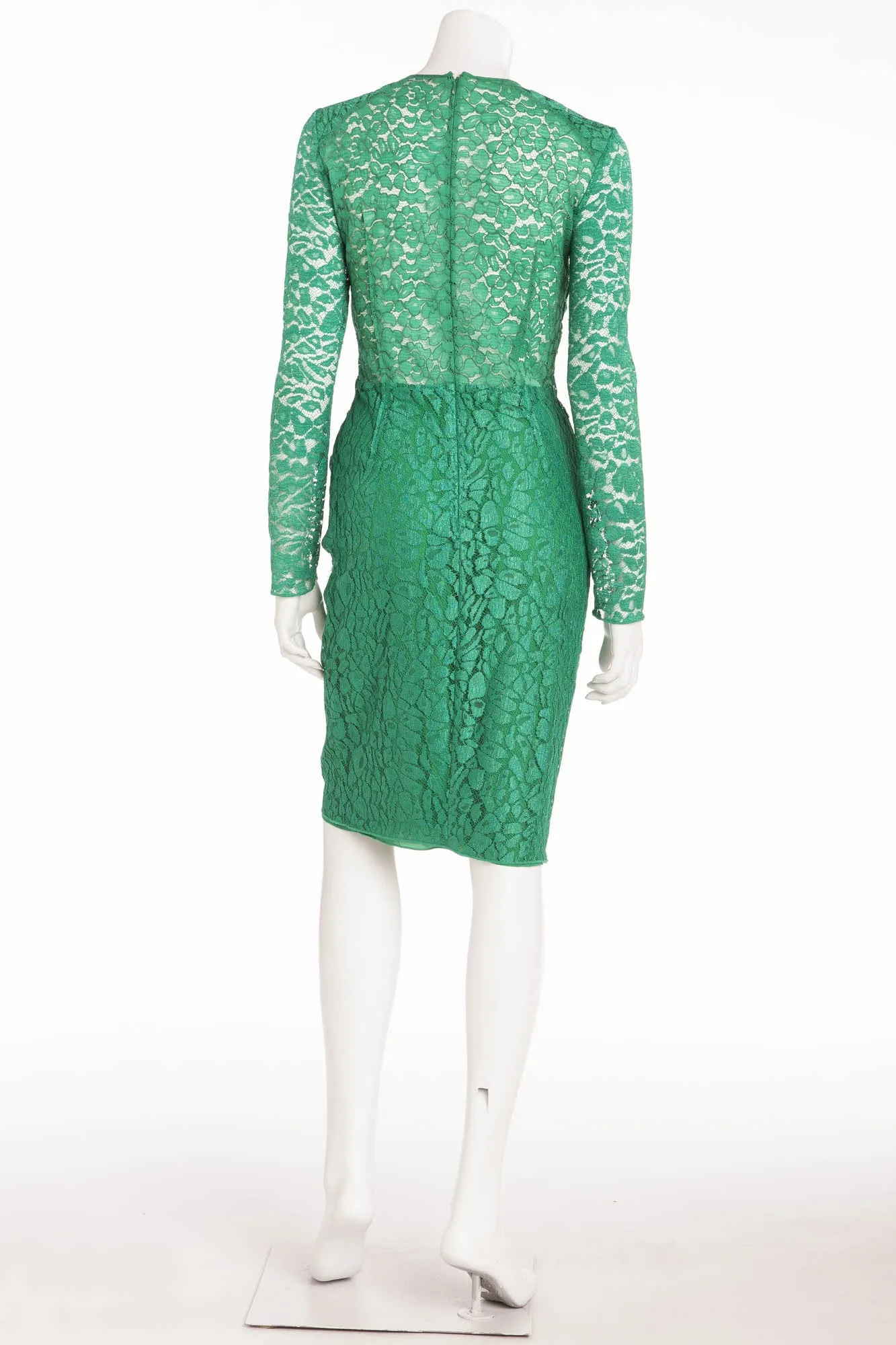 Nina Ricci - Green Long Sleeve Dentelle Lace Dress - FR 38