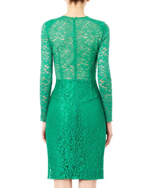 Nina Ricci - Green Long Sleeve Dentelle Lace Dress - FR 38