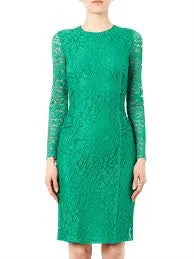 Nina Ricci - Green Long Sleeve Dentelle Lace Dress - FR 38