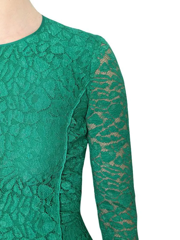 Nina Ricci - Green Long Sleeve Dentelle Lace Dress - FR 38