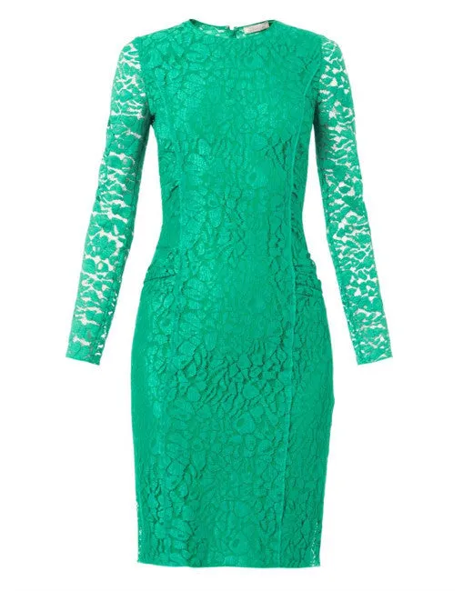Nina Ricci - Green Long Sleeve Dentelle Lace Dress - FR 38