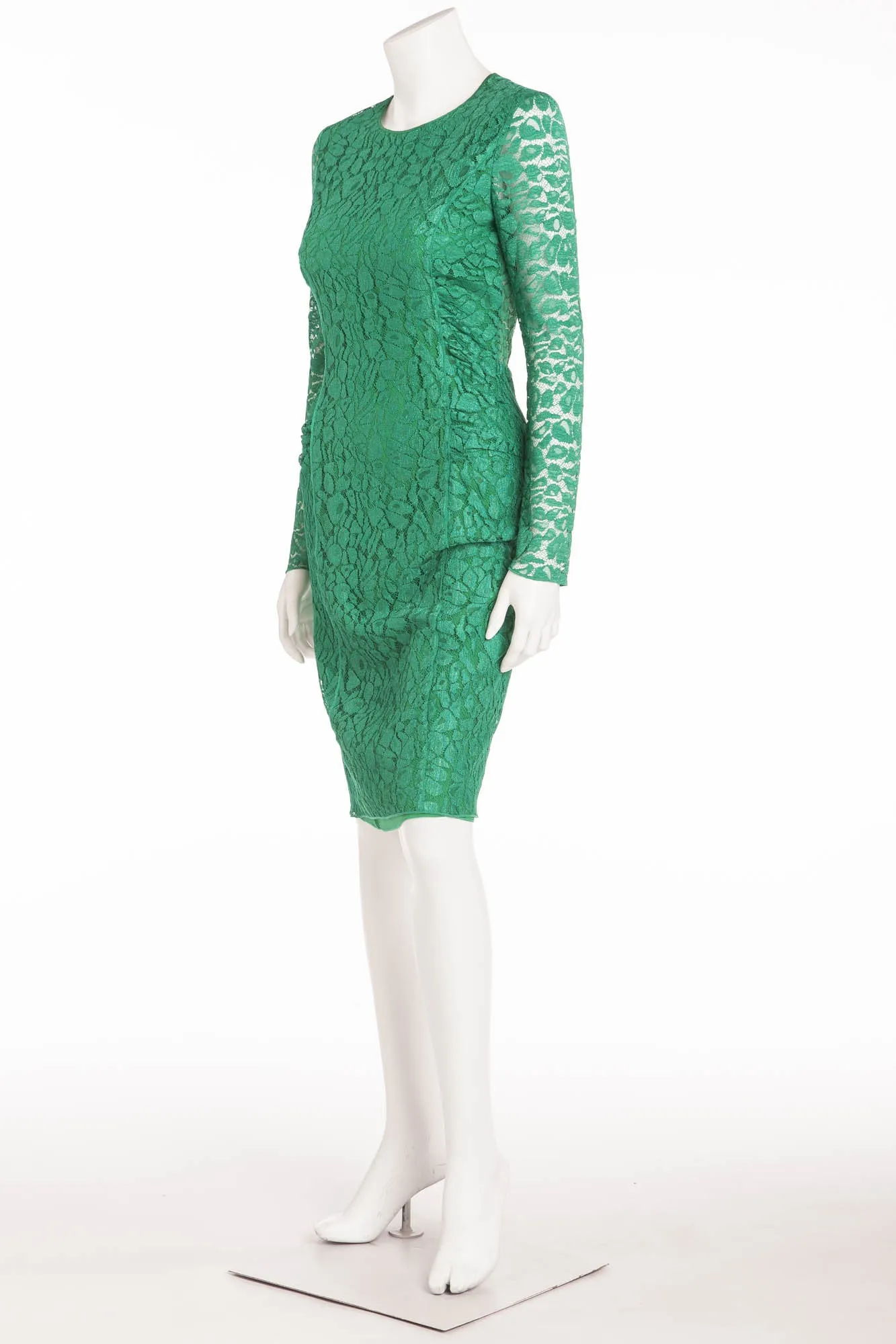 Nina Ricci - Green Long Sleeve Dentelle Lace Dress - FR 38
