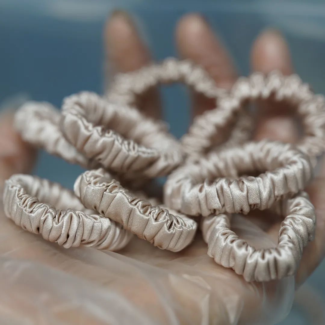 Nude silk scrunchie tiny - For Adult / Baby / Toddler