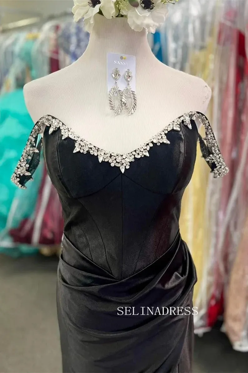 Off-the-shoulder Mermaid Royal Blue Long Prom Dress With Slit sew0620