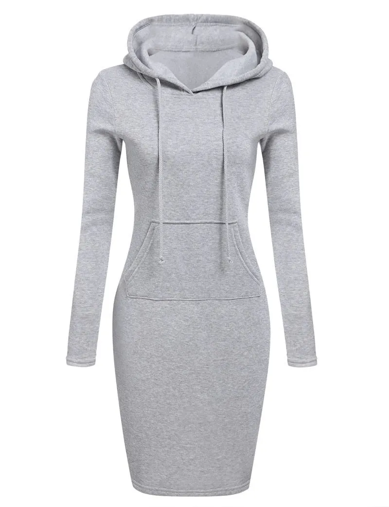 Pre Order:  Kangaroo Pocket Hooded Midi Dress