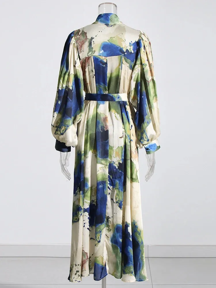 Pre Order:  Marbled Bowknot Collar Midi Dress