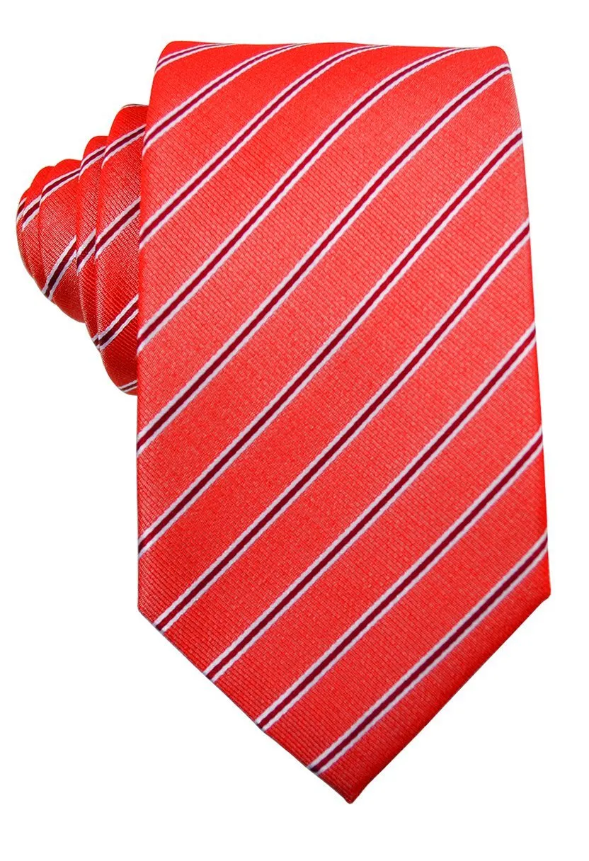 Red Striped Silk Tie and Pocket Square