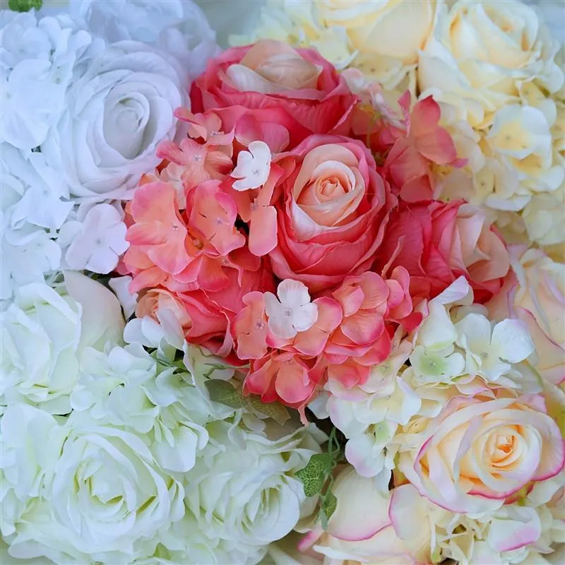Rose & Hydrangea Bouquet Artificial Silk Flowers - Cream
