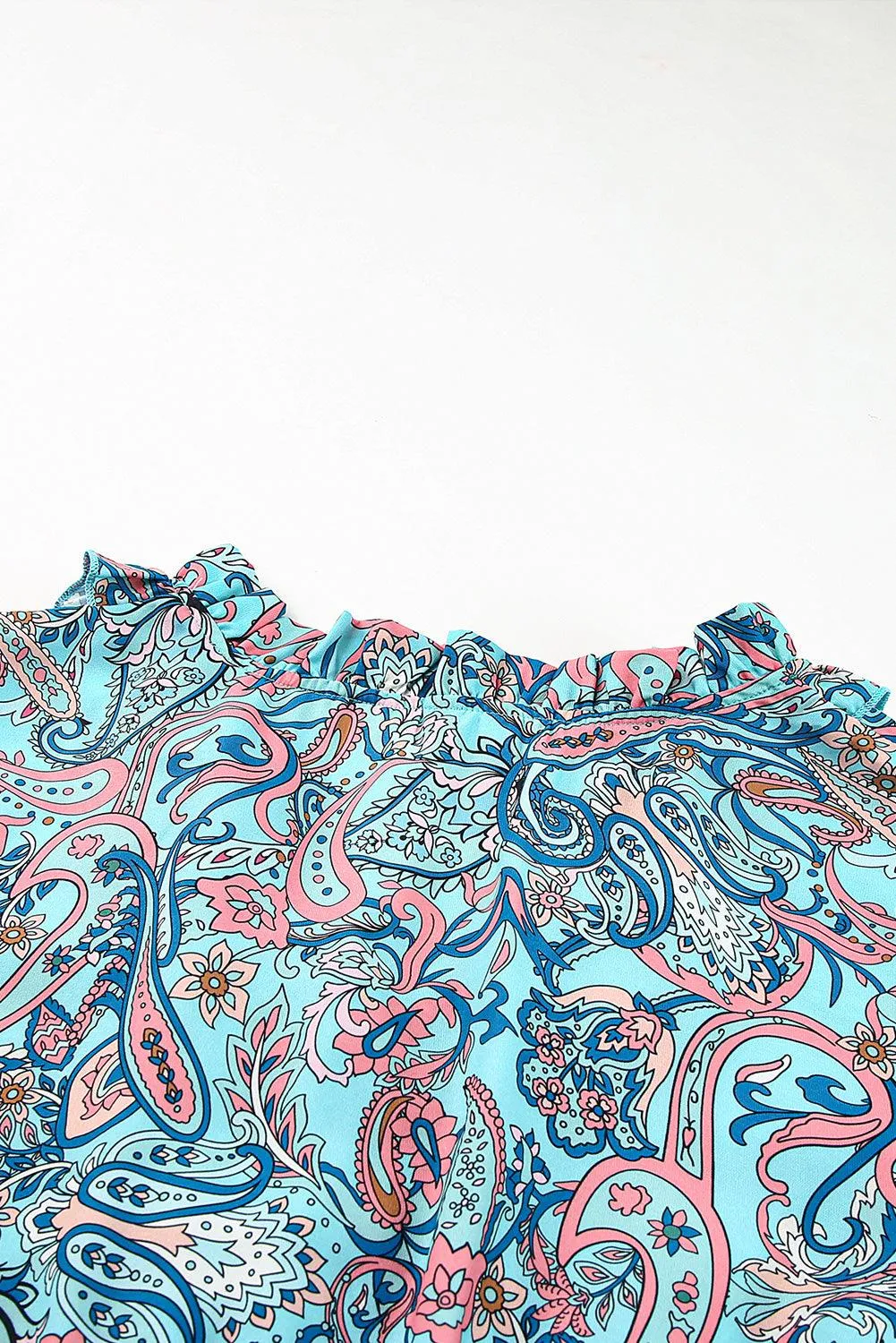 Sky Blue Paisley Print Boho Maxi Dress | Ruffle Tiered Holiday Dress