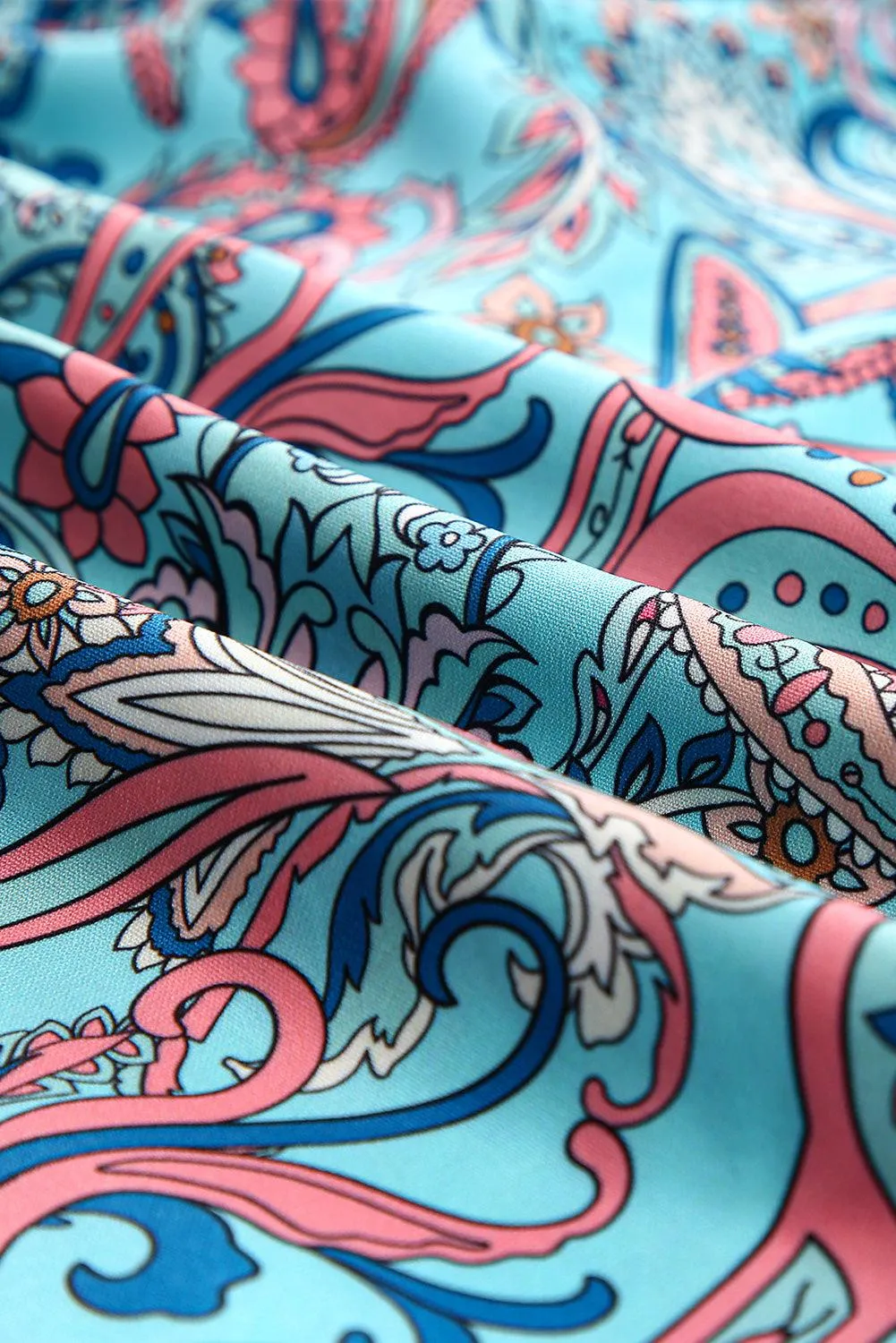 Sky Blue Paisley Print Boho Maxi Dress | Ruffle Tiered Holiday Dress